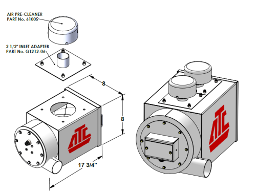 The pressurizer housing is manufactured from heavy gauge welded steel with a powder coated finish that will hold to the rigors of off-road equipment.